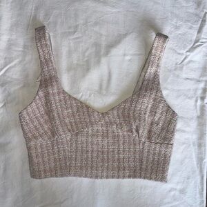 Zara Cream Tweed Crop Tank Top